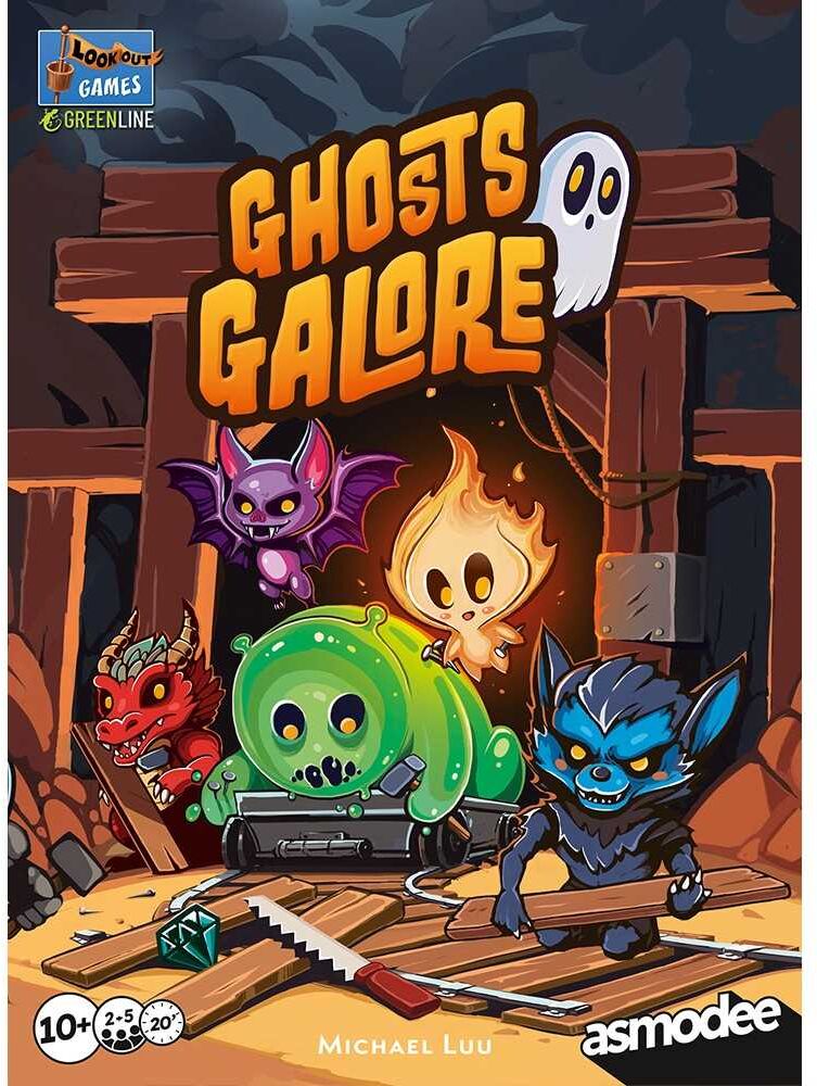Ghosts Galore, Strategic Board Game from Lookout Spiele, Build a Spooky Ghost Train, 8 Rounds, Tile Placement