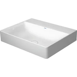 Duravit DuraSquare Waschtisch, 60x47cm, ohne Hahnloch, ohne Überlauf, Unterseite glasiert (für verbesserte Hygiene), 23536000701, Farbe: Weiß mit Wondergliss