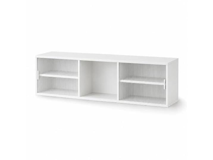 Wandhängeschrank Holz, Küchen-Aufbewahrungsorganizer, Schrank mit Glastür 17 mm starke Platten, Verstellbare Einlegeböden für Küche, Vorratskammer, Kaffeebar und Weinaufbewahrung(White,55in/140cm)