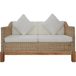 Helloshop26 - 2-Sitzer-Sofa für Wohnzimmer Lounge oder Wohnbereich mit Kissen aus Naturrattan 02_0019046