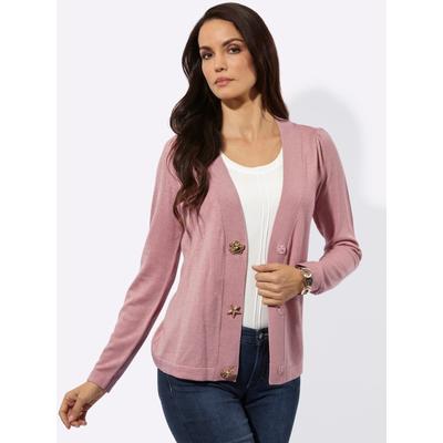 Cardigan CREATION L, Damen, Gr. 38, rosa (hortensie), 30% Viskose, 30% Wolle, 20% Polyacryl, 20% Polyamid, unifarben, Strickjacken