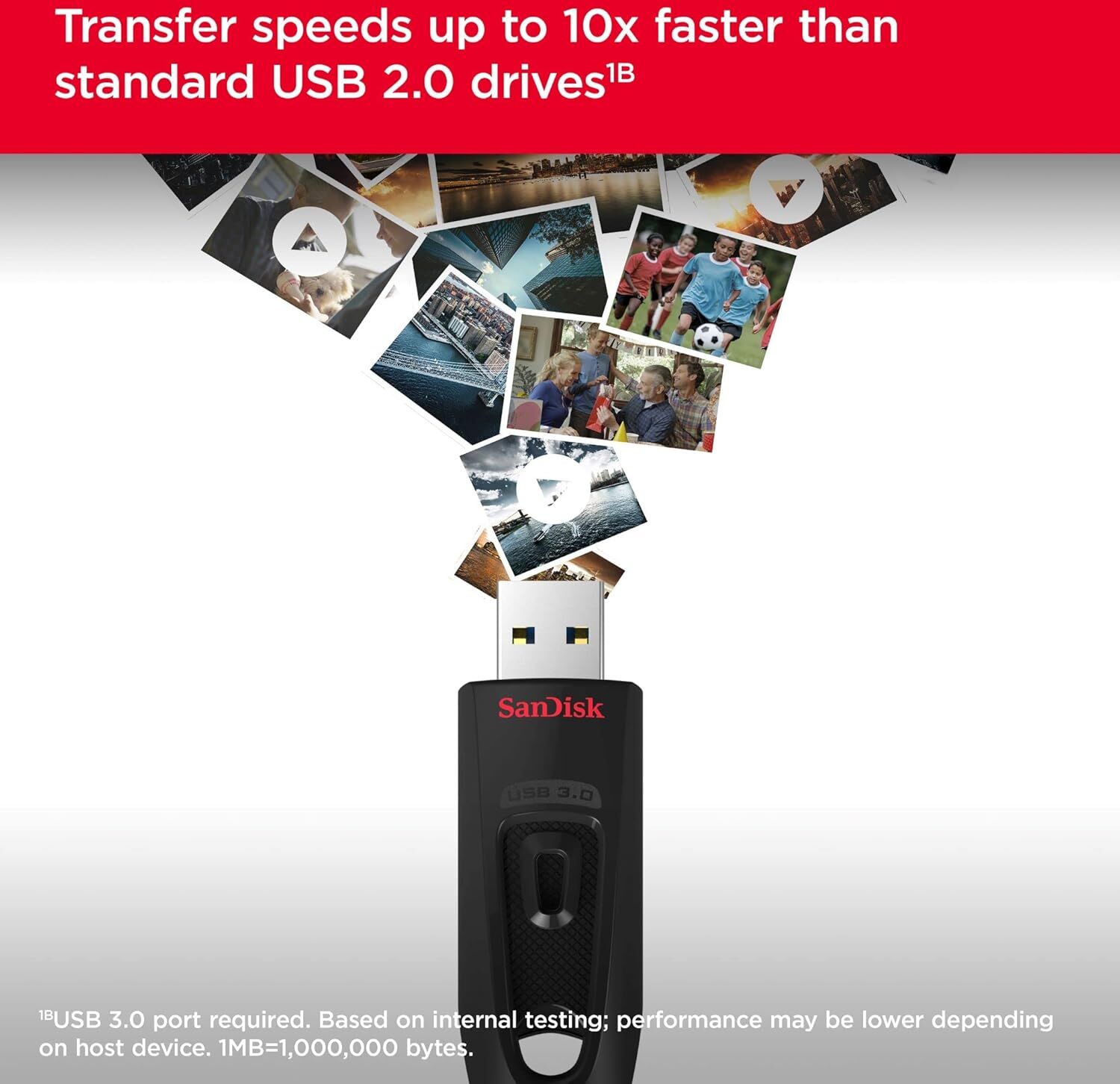 Sandisk Ultra 64GB USB Flash Drive   USB 3.0   Up to 130MB/s Read Speed   Black
