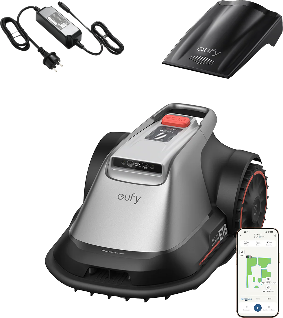 eufy Robotgrasmaaier E18 met eufy netadapter voor robotmaaier