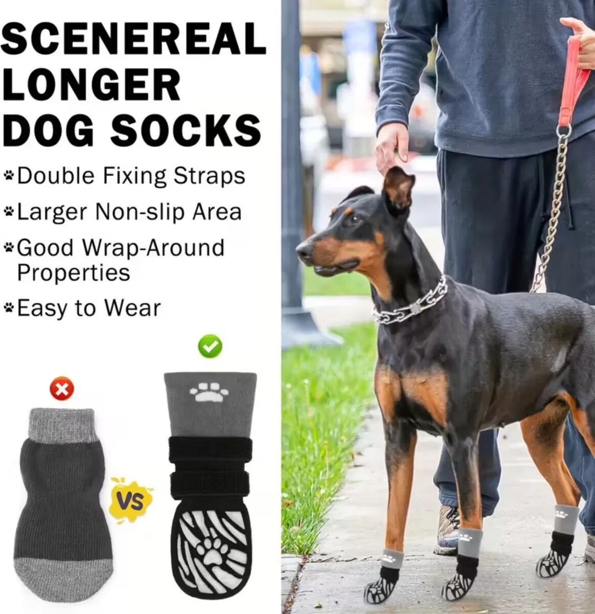 INF Outdoor Hunde Socken für mittelgroße bis große Hunde – Pfotenschutz & Anti-Rutsch für alle Jahreszeiten L