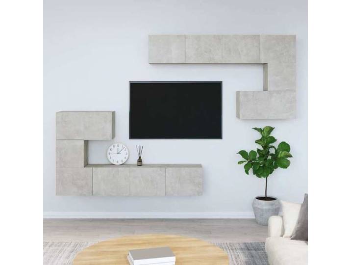 Meuble TV mural gris béton bois ingénierie Meuble TV 120cm salon