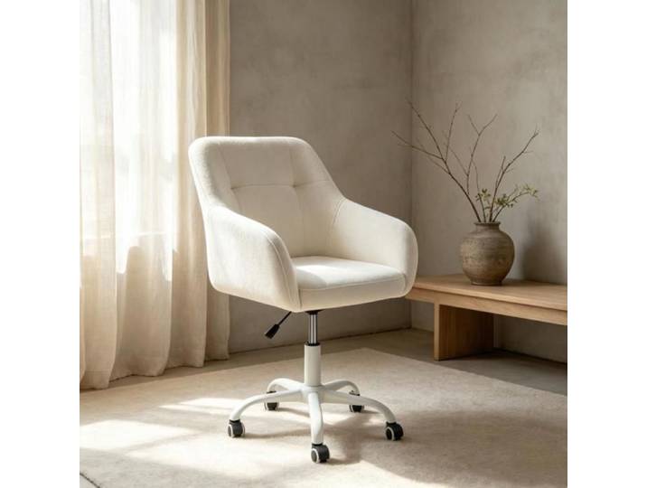 PEACHES- Fauteuil De Bureau Chaise (lot de 1) – Chaise de bureau à roulettes pour salon cuisine chambre 58*52*87cm-Blanc