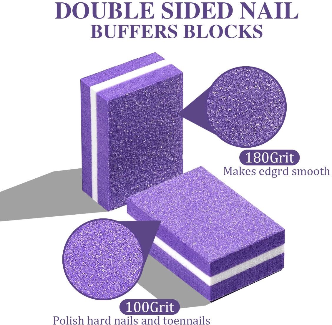 INF Mini tampon polissoir à ongles - bloc tampon double-face pour polir et modeler, lavable multicolore