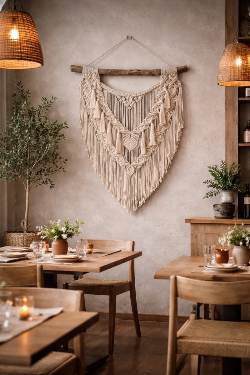 Hanimeli Macrame Wanddecoratie Wandkleed Ecru