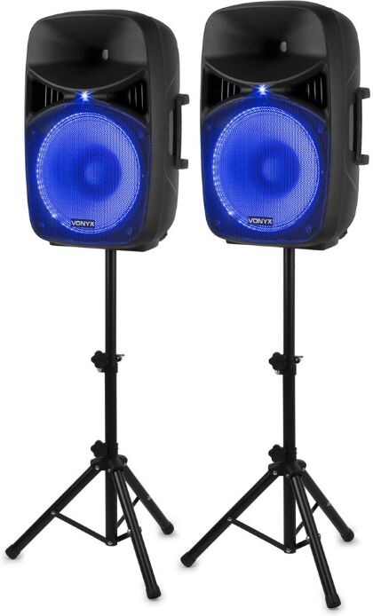 Pack 2x Colunas Amplificadas (com Suportes) 15" 1000W (VPS152A) - VONYX