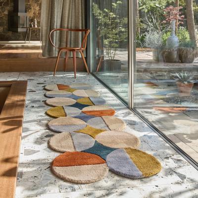 Wollteppich FLAIR RUGS "Mia Ellipse", blau, B:80cm H:12mm L:230cm, Wolle, Teppiche, mit gebogenem Zuschnitt