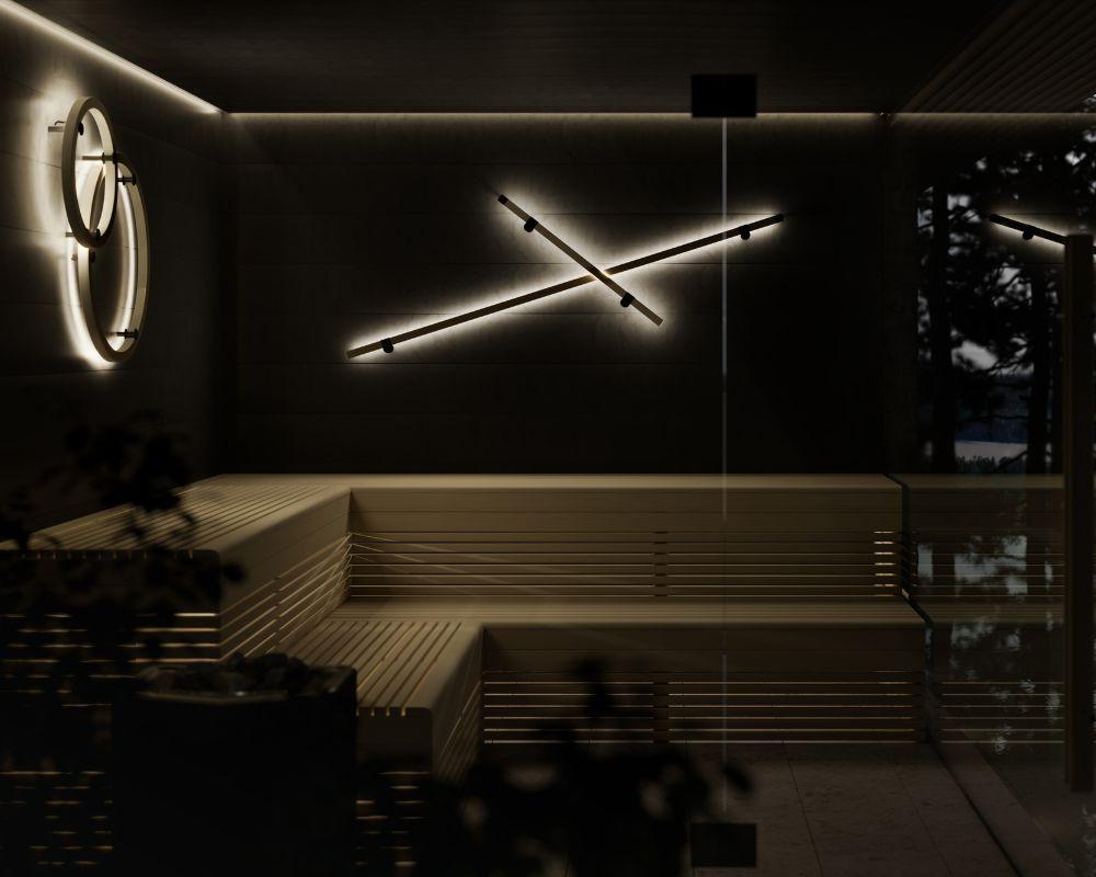 Tylö Silhouette Ring & Line - Designbeleuchtung aus Aspen für Ihre Sauna