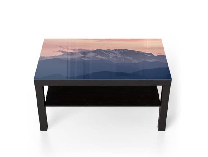 DEQORI Glastisch schwarz groß 90x50 cm Motiv Alpenabendglanz ausgefallener Beistelltisch aus Glas Hochglanz Couchtisch fürs Wohnzimmer moderner Couch Tisch mit Design