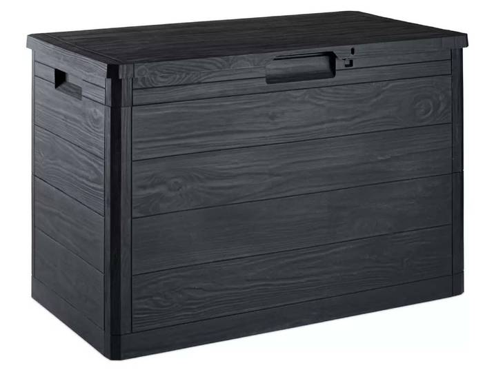 Coffre de jardin 160L en résine effet bois - WOODY'S - Anthracite