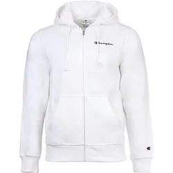 Champion Herren Sweatjacke mit Kapuze - Full Zip Hoodie Sweatshirt, Heavy Soft, Fleece, gesticktes Logo Weiß / L
