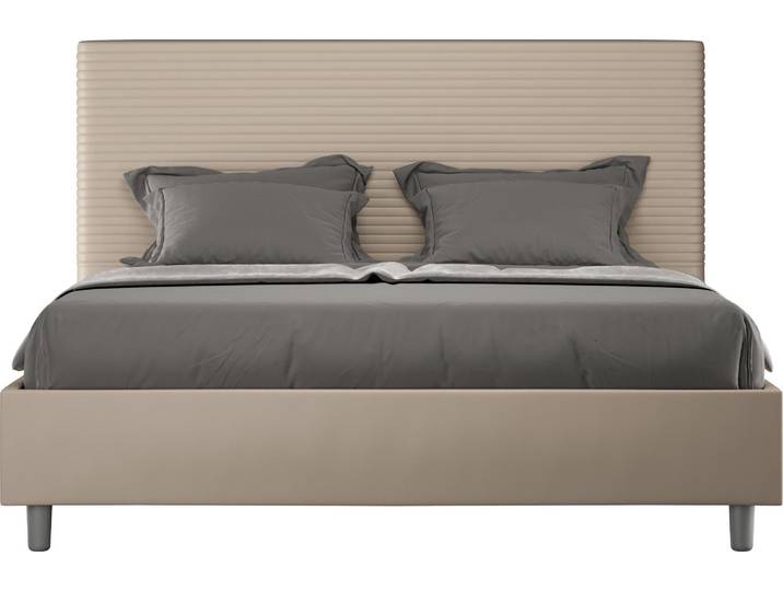 ITYHOME - Lit sans sommier rembourré 160x190 similicuir taupe Focus