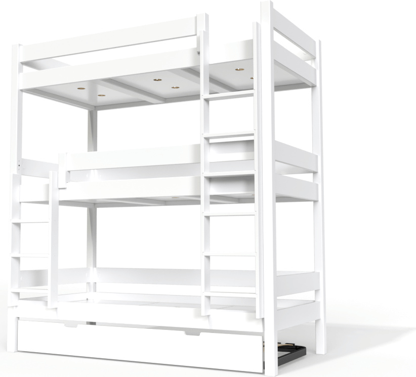 Etagenbett 4 Plätze 90X190 holz ABC - Weiß