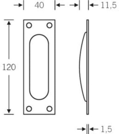 FSB Schiebetürmuschel 42 4211 BB L.120mm B.40mm VA 6204 ktg. EL.-T. 11,5mm FSB (0 42 4211 00001 6204)
