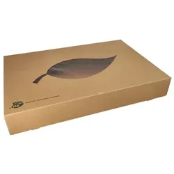 Papstar 40 Catering-Kartons, Pappe `pure` 55,7 x 37,6 cm braun `100% Fair` mit Sichtfenster aus PLA