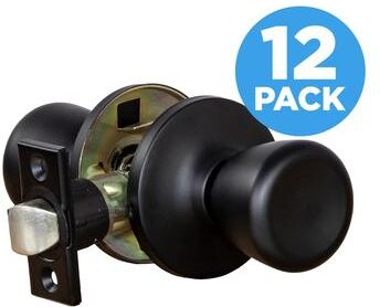 Design House Terrace Matte Black Passage Hall and Closet Door Knob, 12-Pack