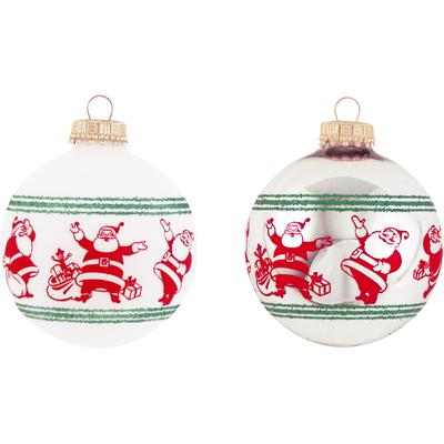 Weihnachtsbaumkugel KREBS GLAS LAUSCHA "CBK74334, Weihnachtsdeko, Christbaumschmuck, Christbaumkugeln Glas", bunt (weiß, bunt), Ø:7cm, Glas, Weihnachtsbaumkugeln, Weihnachtsbaumkugeln, mit fröhlichen Weihnachtsmännern