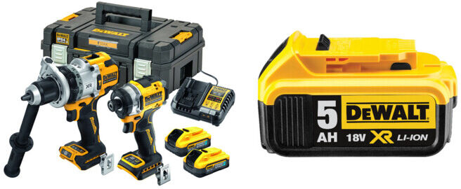 Set Dewalt Akku-Kombopack (2-tlg.) 18V 5 Ah + DeWalt 18,0V / 5,0 Ah Ersatz-Akku