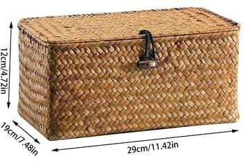 Fusion Finds Handmade Wicker Woven Storage Box With Lid, Rattan Laundry Basket For Bath, Towels & Cosmetics Stylish Seagrass Organ 29 X 19 X 12 one Size