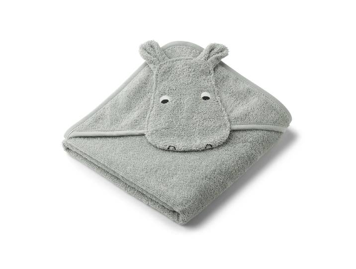 LIEWOOD - Albert Babyhandtuch mit Kapuze, Hippo, dove blue