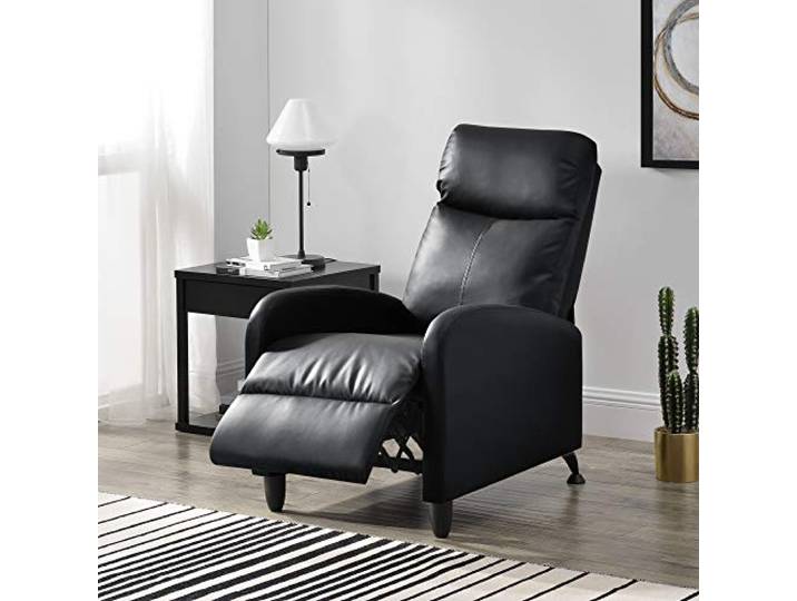 [en.casa] Polstersessel Bregenz Relaxsessel Relaxliege 102x60x92 cm Liegesessel Fernsehsessel Sessel mit Verstellbarer Rückenlehne TV Sessel aus Kunstleder Schwarz