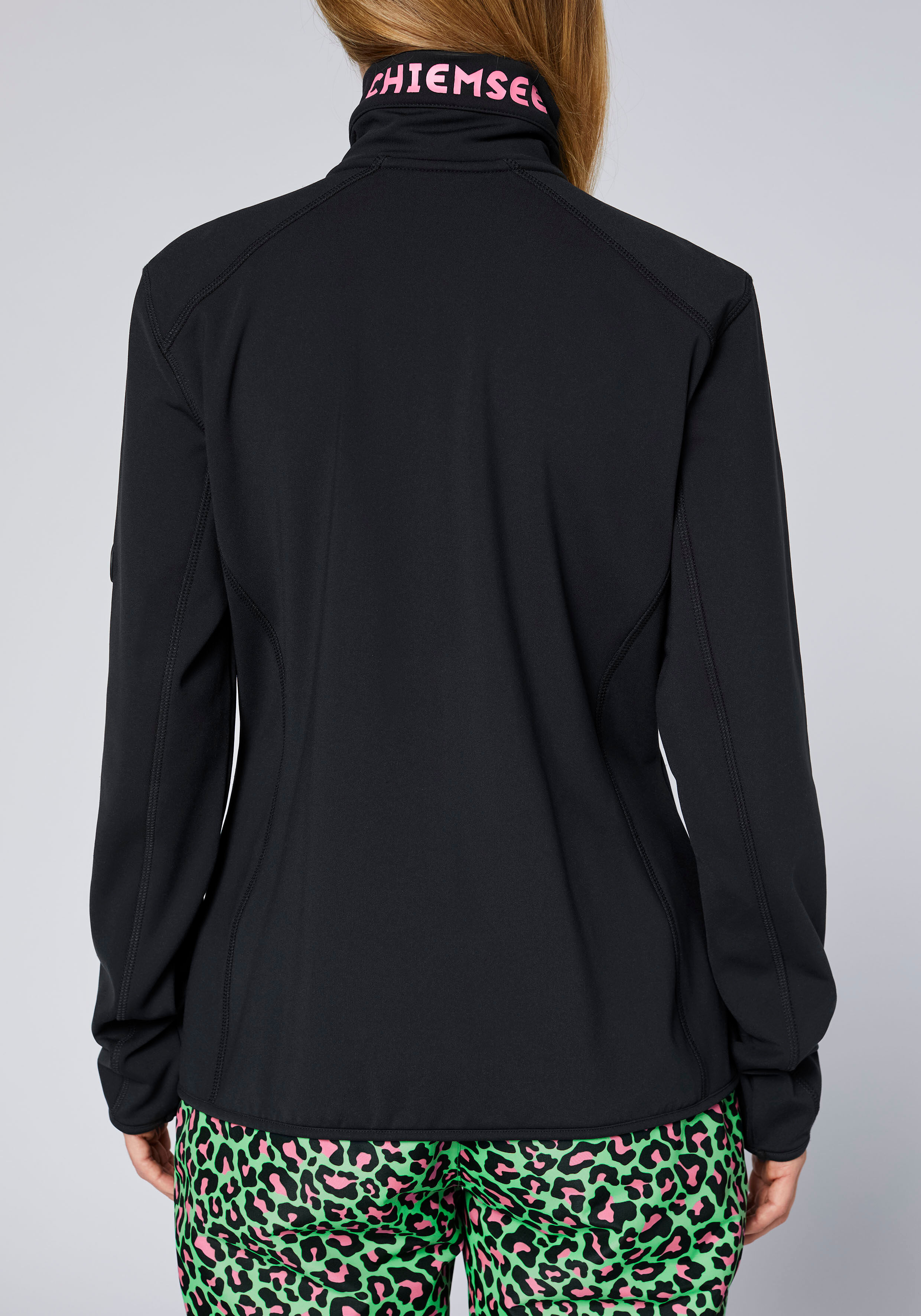 Fleecejacke CHIEMSEE, Damen, Gr. M (38/40), schwarz (schwarz beauty), 84% Polyester. 16% Elasthan, Jacken Fleecejacke