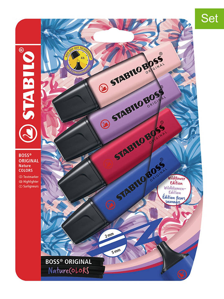 Textmarker "STABILO Boss NatureCOLORS Wildflower" - 4 Stück - onesize