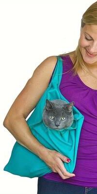 Inspired Living CalmCarry Cat Comfort Pouch & Grooming Carrier blue