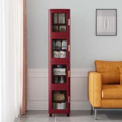"Javlergo 65"" Narrow Tall Storage Bin 4 Tier Foldable Kitchen Storage Cabinet Organizer Freestanding Kitchen Pantry"