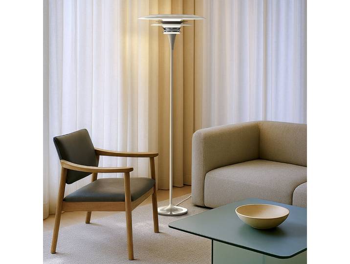 Diablo Stehleuchte, Höhe 149 cm, greige, Metall, E27 - Belid - Wohnzimmer - Design - Einflammig