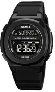Everyday Crate SKMEI 1821 Digital Sports Watch Waterproof Silicone Strap LED Electronic Watch black And Black