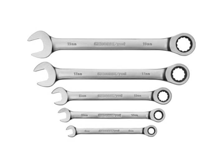 GEDORE red Assortiment de clés mixtes à cliquet\, 5 pièces\, Tailles 8 à 19 mm\, Plates\, Clés\, R07105005