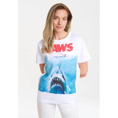T-Shirt LOGOSHIRT "Jaws - Der weisse Hai", Damen, Gr. M, weiß (altweiß), 100% Baumwolle, bedruckt, normal, Rundhals, Shirts T-Shirt, mit lizenziertem Print