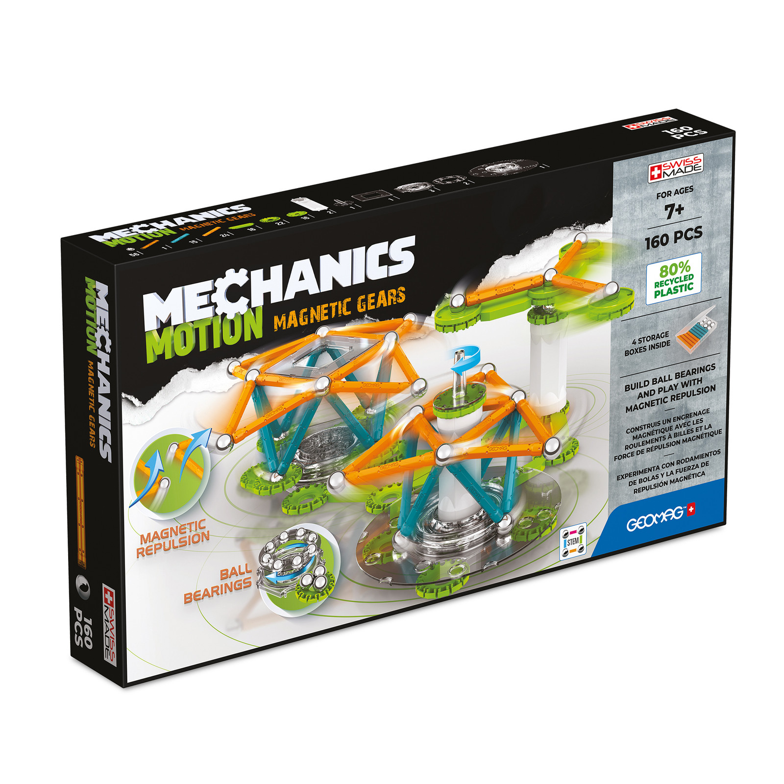 Geomag Mechanics Motion RE 3 Magnetische tandwielen met neodymiummagneet, Meerdere kleuren