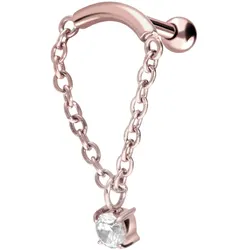Chirurgenstahl Ohrpiercing BOGEN + KETTE + KRISTALL