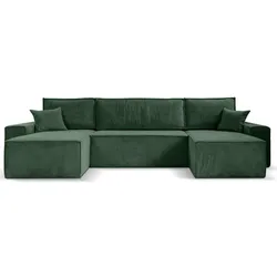 WOHNLANDSCHAFT Hektor U mit Schlaffunktion, 377 cm, grün