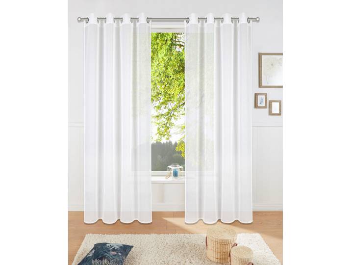 Gardine GOODPRODUCT Dolly, 1 Stück, transparent, gewebt Gr. 1, weiss (weiß), B:140cm H:145cm, Polyester, Gardinen, Gardine, Transparent, Gewebt, Polyester