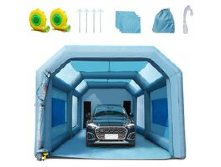 VEVOR Cabine de Peinture Gonflable 8,5x4,8x3,3 m Tente Peinture Gonflable Automobile en Oxford 210D avec Système de Filtration et 2 Souffleurs Station de Travail pour Pose de Peinture Atelier Garage
