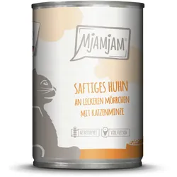 MJAMJAM Leckere Mahlzeit 400g Dose Katzennassfutter Sparpaket 12 x 400 Gramm saftiges Huhn an leckeren Möhrchen