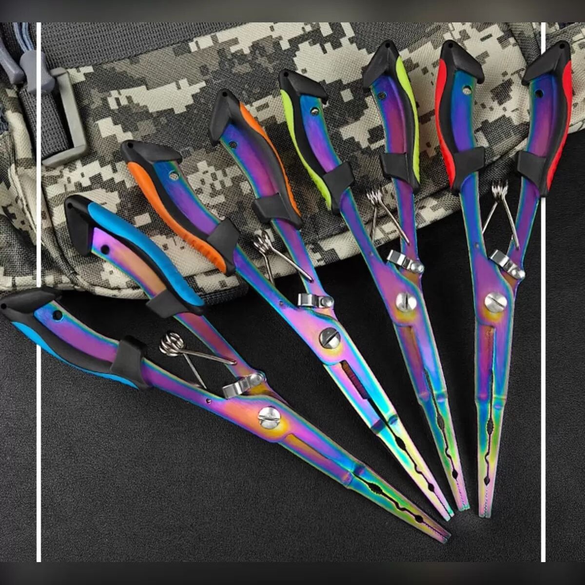 INF Multifunktionale Regenbogen-Titanlegierung Angelzange mit verlängertem Kopf - Hakenlöser, Schnurschneider Rot
