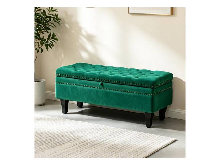 LuxusKollektion Truhenbank Truhenbank Grün 103cm (1-St)