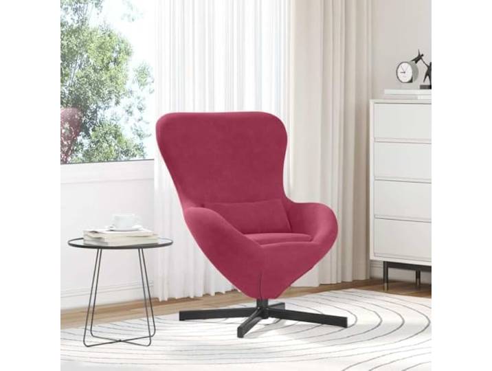 IBUQDDV Eiersessel Weinrot 63 x 73 x 90 cm Samt mit 360 Grad Drehfunktion Samtbezug, Stahlbeine, Drehfunktion, Wohnzimmer, Schlafzimmer, minimalistisch, modern