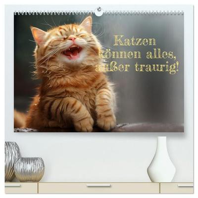 Katzen können alles, außer traurig. (hochwertiger Premium Wandkalender 2027 DIN A2 quer), Kunstdruck in Hochglanz