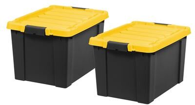 IRIS USA® STOR-IT-ALL 78.50 Qt Buckle Lid - Black - Set of 2