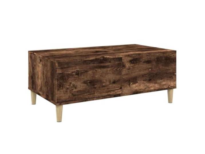KUTYWEXFM Couchtisch Räuchereiche 90x50x36,5 cm Wohnzimmertisch Eleganter Beistelltisch mit Schublade und Holzbeinen für dein gemütliches Wohnzimmer oder die moderne Sitzecke.