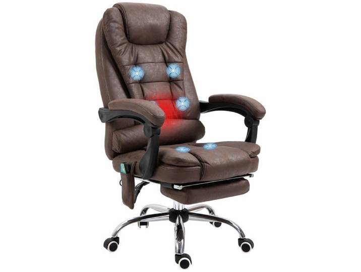 Fauteuil bureau - Zephmum - massant chauffant inclinaison hauteur réglable marron