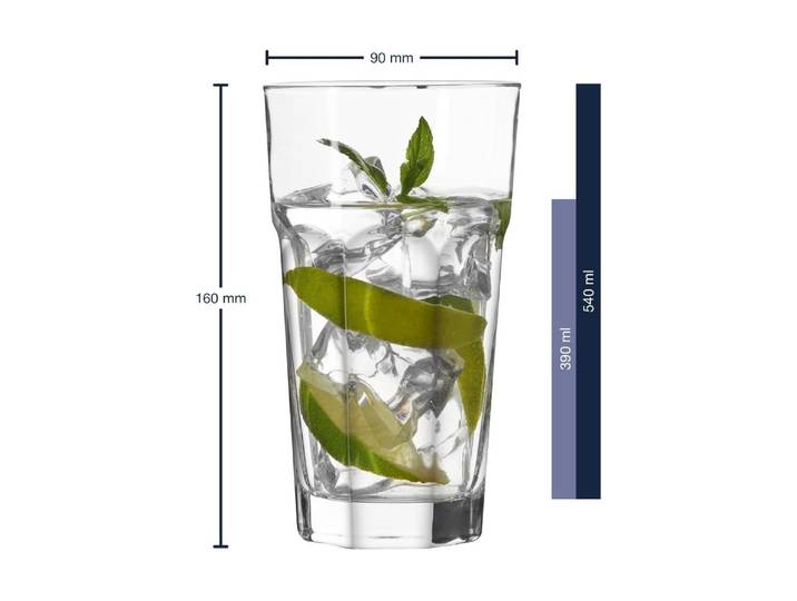Longdrinkglas LEONARDO Longdrinkglas XL, Rock , transparent, B:9cm H:16cm Ø:9cm, Glas, Trinkgefässe, Longdrinkglas
